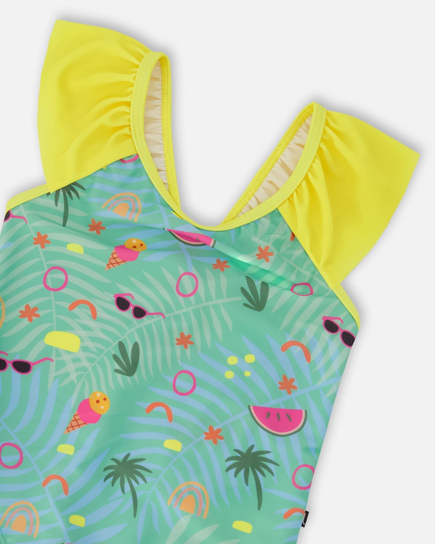 One-Piece Swimsuit Green Beach Print - Image 4