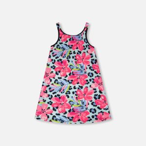 Swim Beach Dress Blue Floral And Leopard Print - Image 8