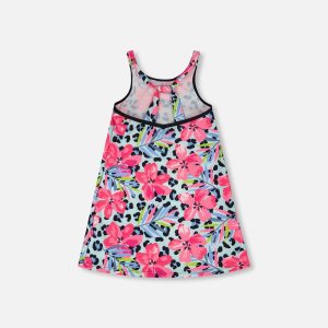 Swim Beach Dress Blue Floral And Leopard Print - Image 2