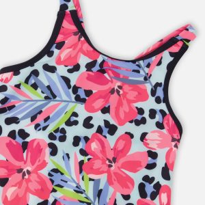 Swim Beach Dress Blue Floral And Leopard Print - Image 3