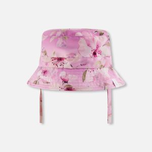 Beach Hat Purple Flower Print