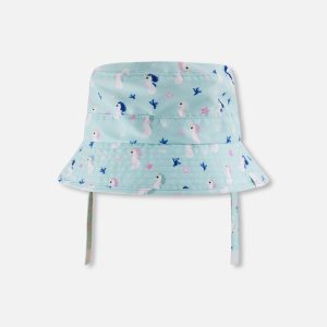 Beach Hat Blue Seahorse Print