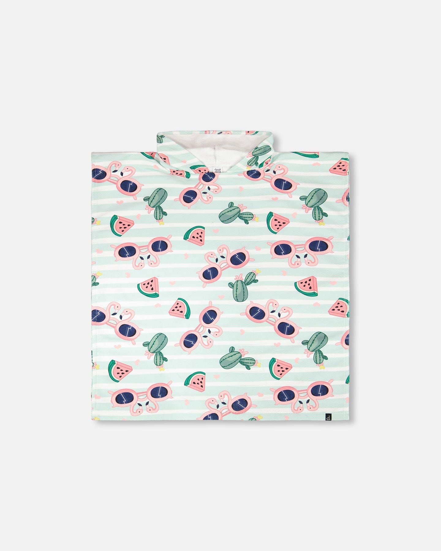 Hooded Beach Towel Blue Flamingo And Cactus Print - Image 5