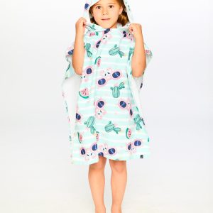 Hooded Beach Towel Blue Flamingo And Cactus Print - Image 2