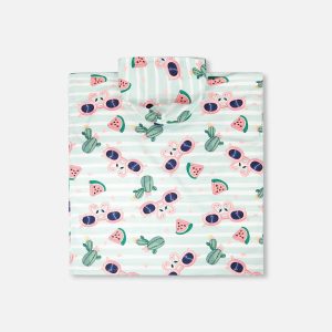 Hooded Beach Towel Blue Flamingo And Cactus Print - Image 3