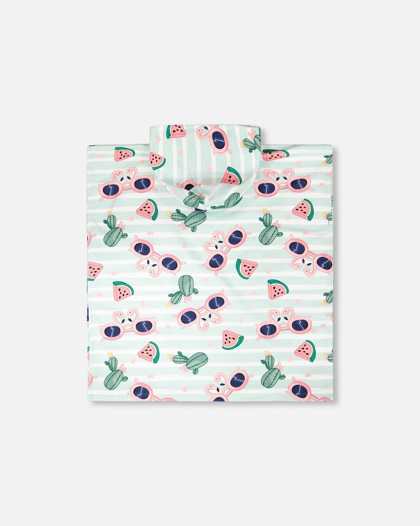 Hooded Beach Towel Blue Flamingo And Cactus Print - Image 3