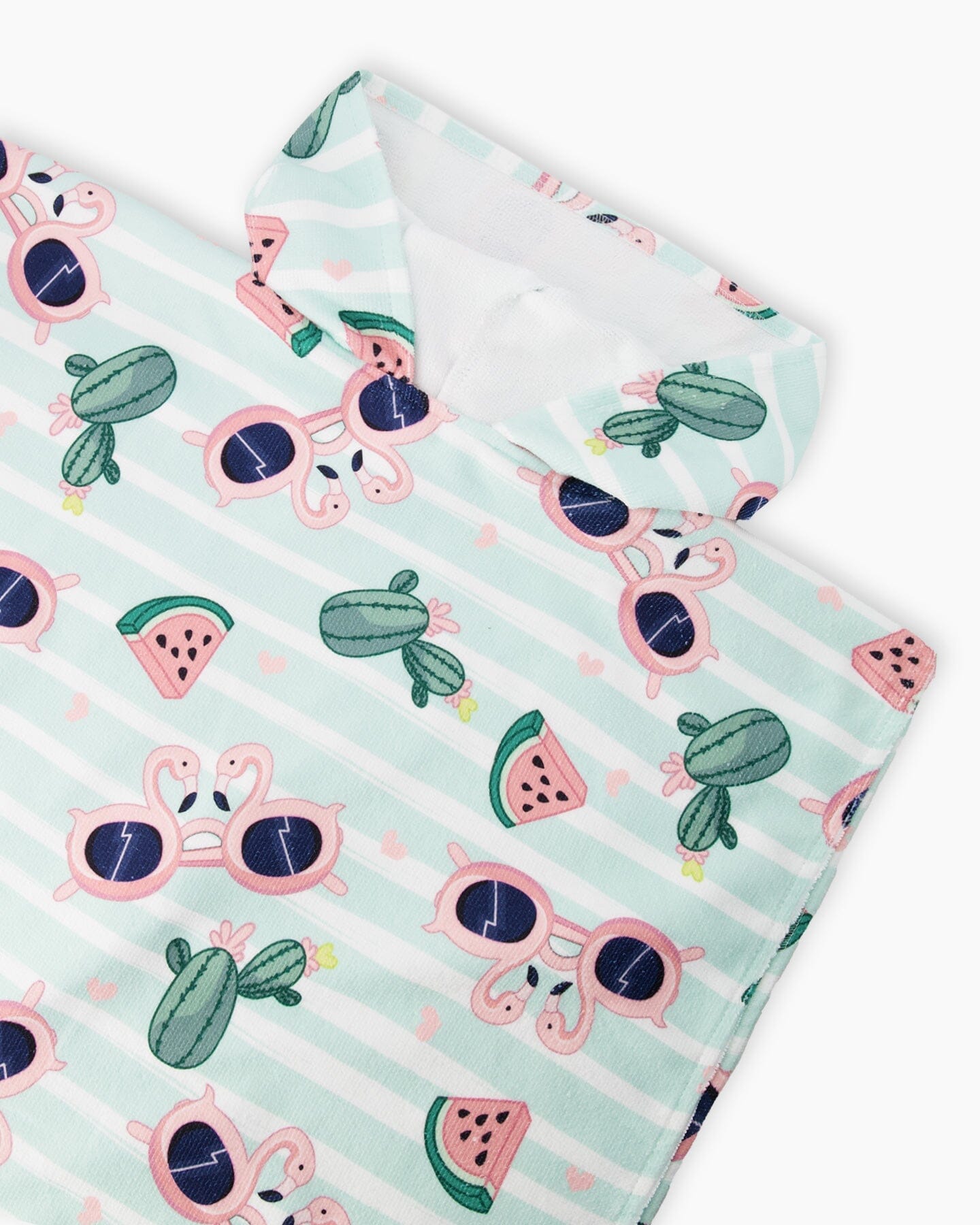 Hooded Beach Towel Blue Flamingo And Cactus Print - Image 4