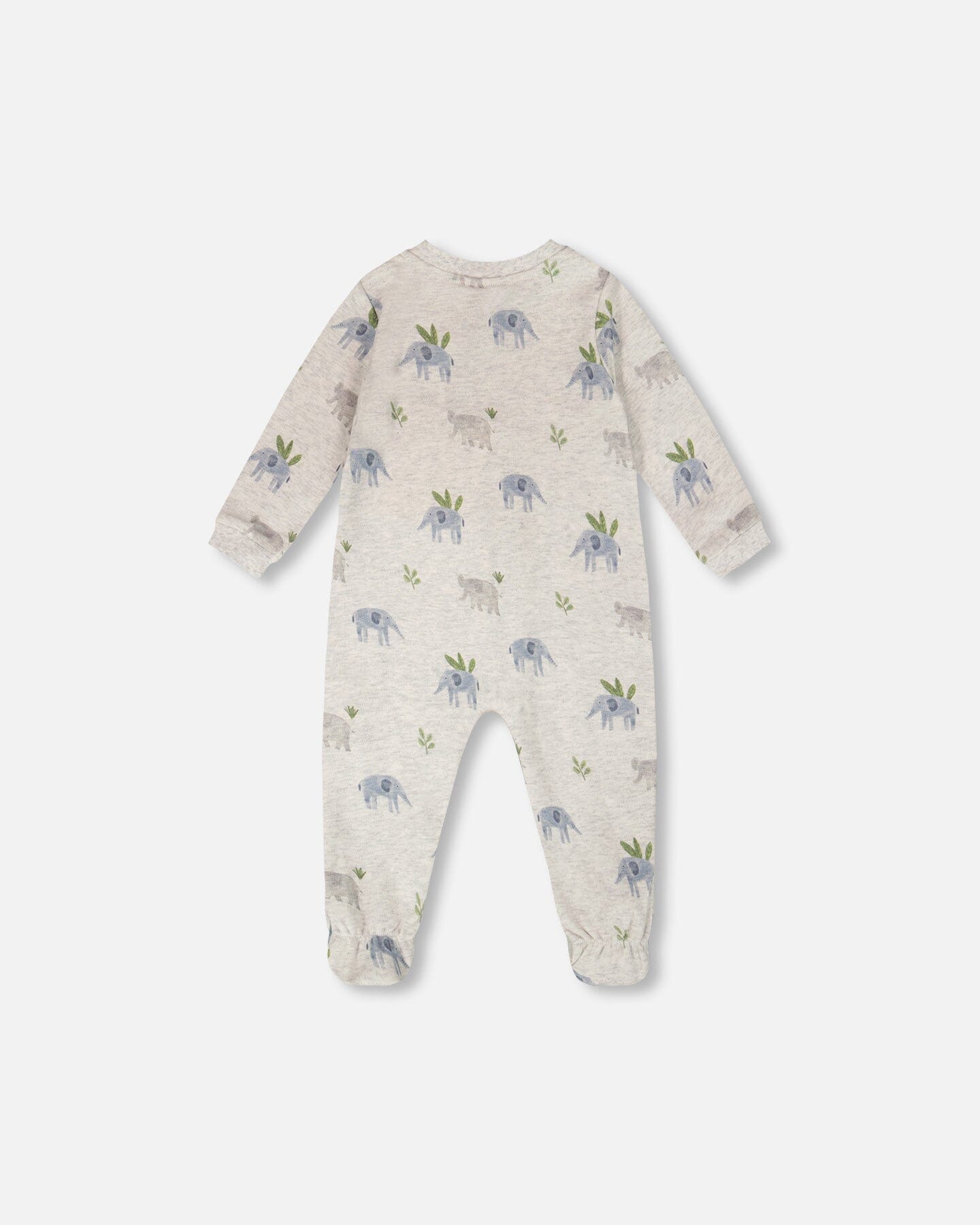 Organic Cotton Baby One-Piece Pyjama Grey Elephant Print - Image 2