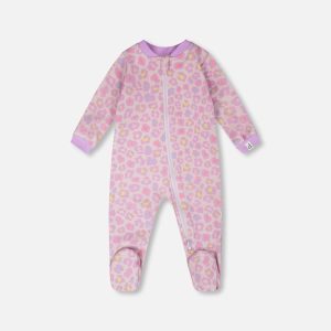Organic Cotton Baby One-Piece Pyjama Purple Animal Print
