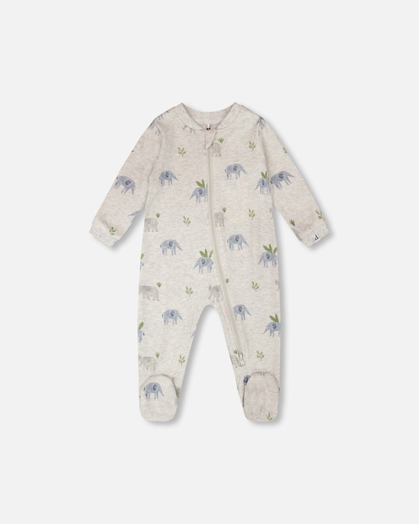 Organic Cotton Baby One-Piece Pyjama Grey Elephant Print - Image 7