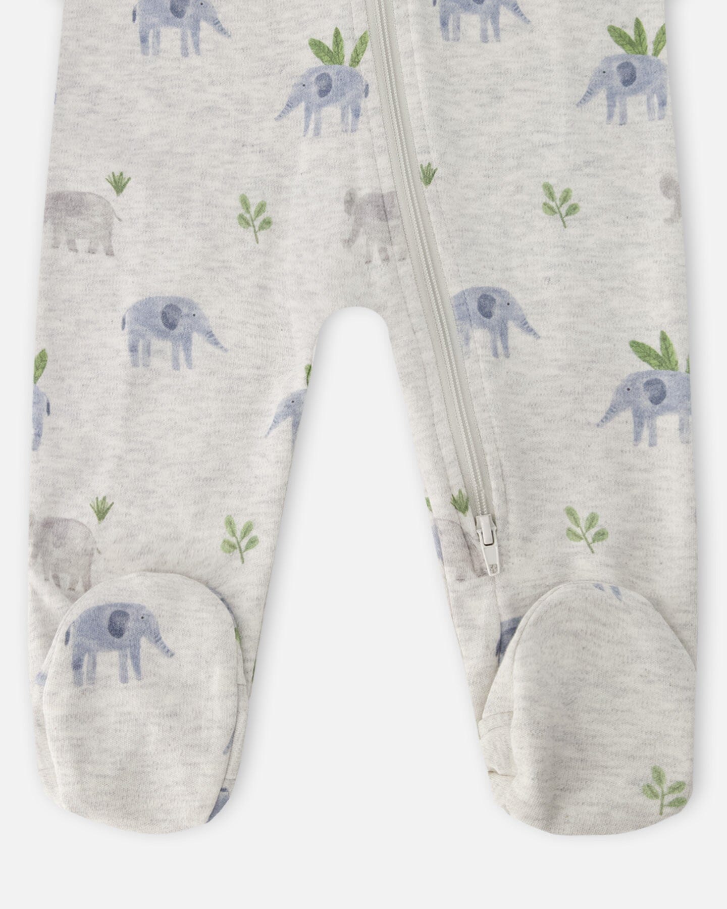 Organic Cotton Baby One-Piece Pyjama Grey Elephant Print - Image 3