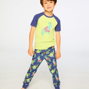 Alternative view of Organic Cotton Two-Piece Pyjama Set Blue Dino Print
