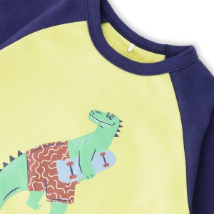 Organic Cotton Two-Piece Pyjama Set Blue Dino Print - Image 4