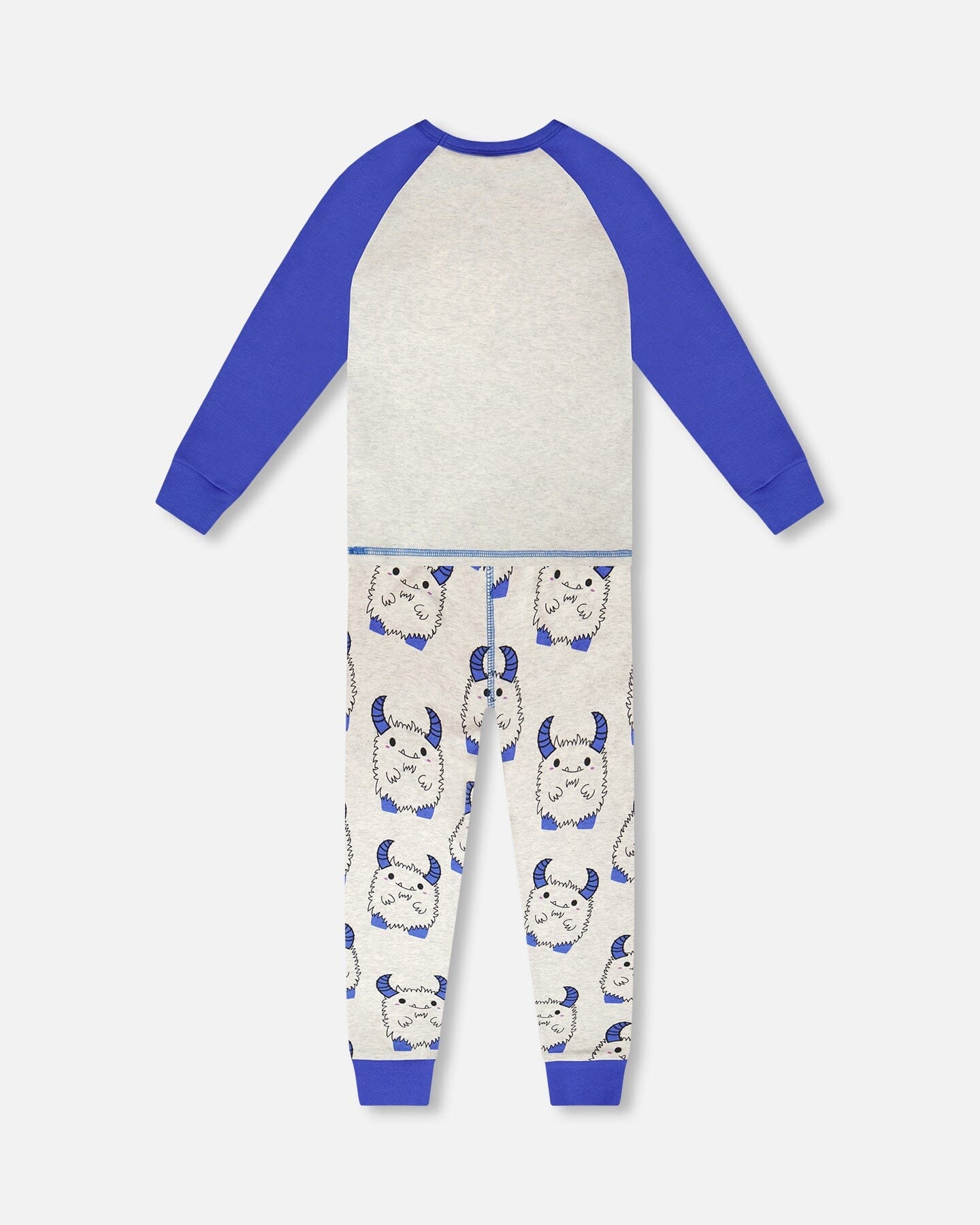 Organic Cotton Two-Piece Pyjama Set Grey Mix Monster Print - Image 3