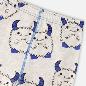 Organic Cotton Two-Piece Pyjama Set Grey Mix Monster Print - Image 4