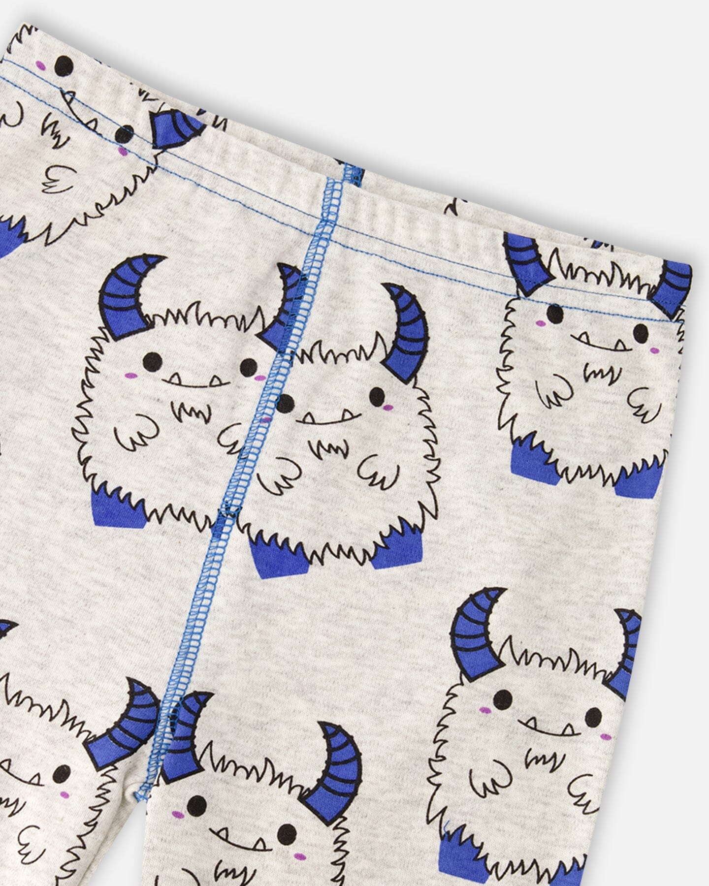 Organic Cotton Two-Piece Pyjama Set Grey Mix Monster Print - Image 4