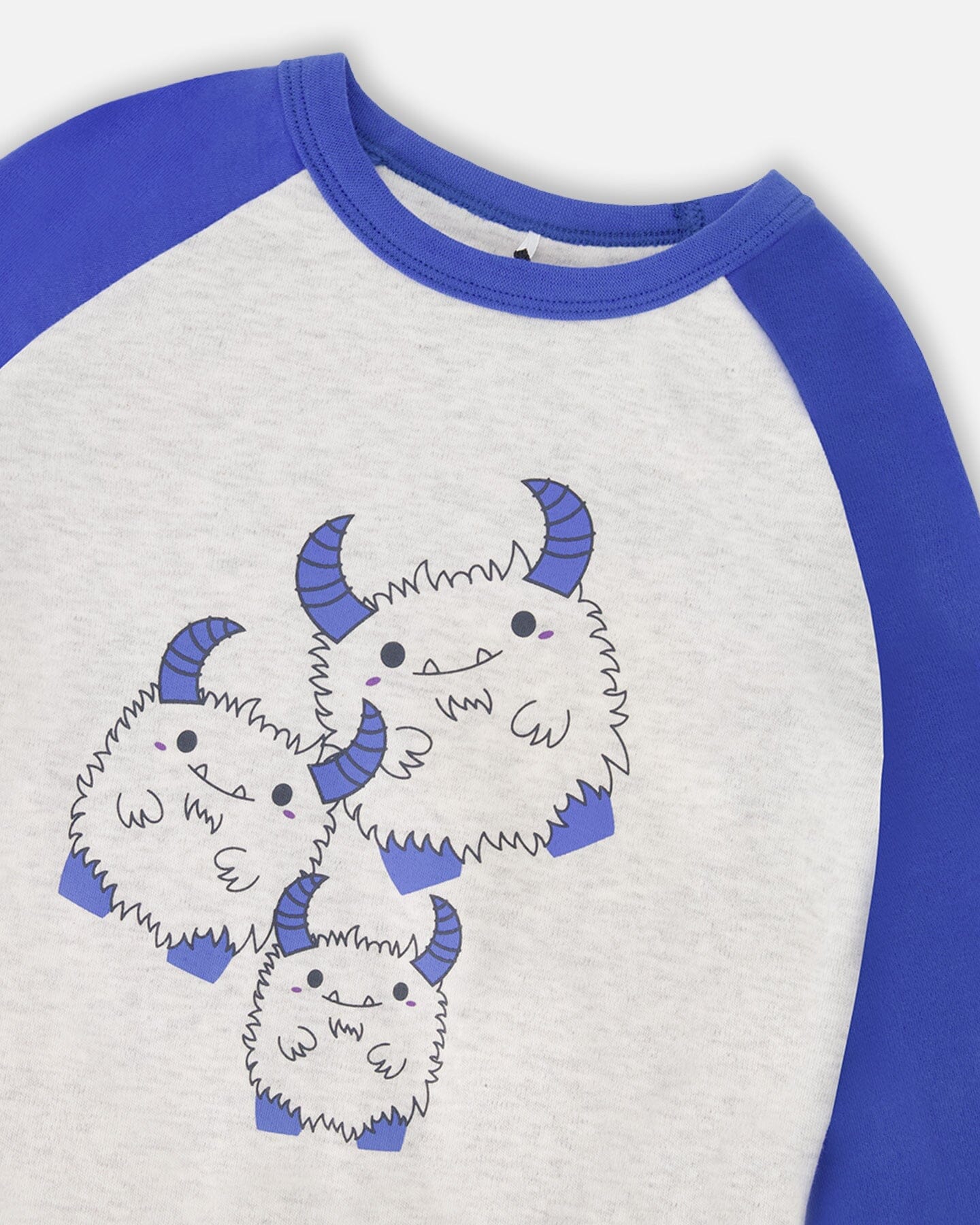 Organic Cotton Two-Piece Pyjama Set Grey Mix Monster Print - Image 5