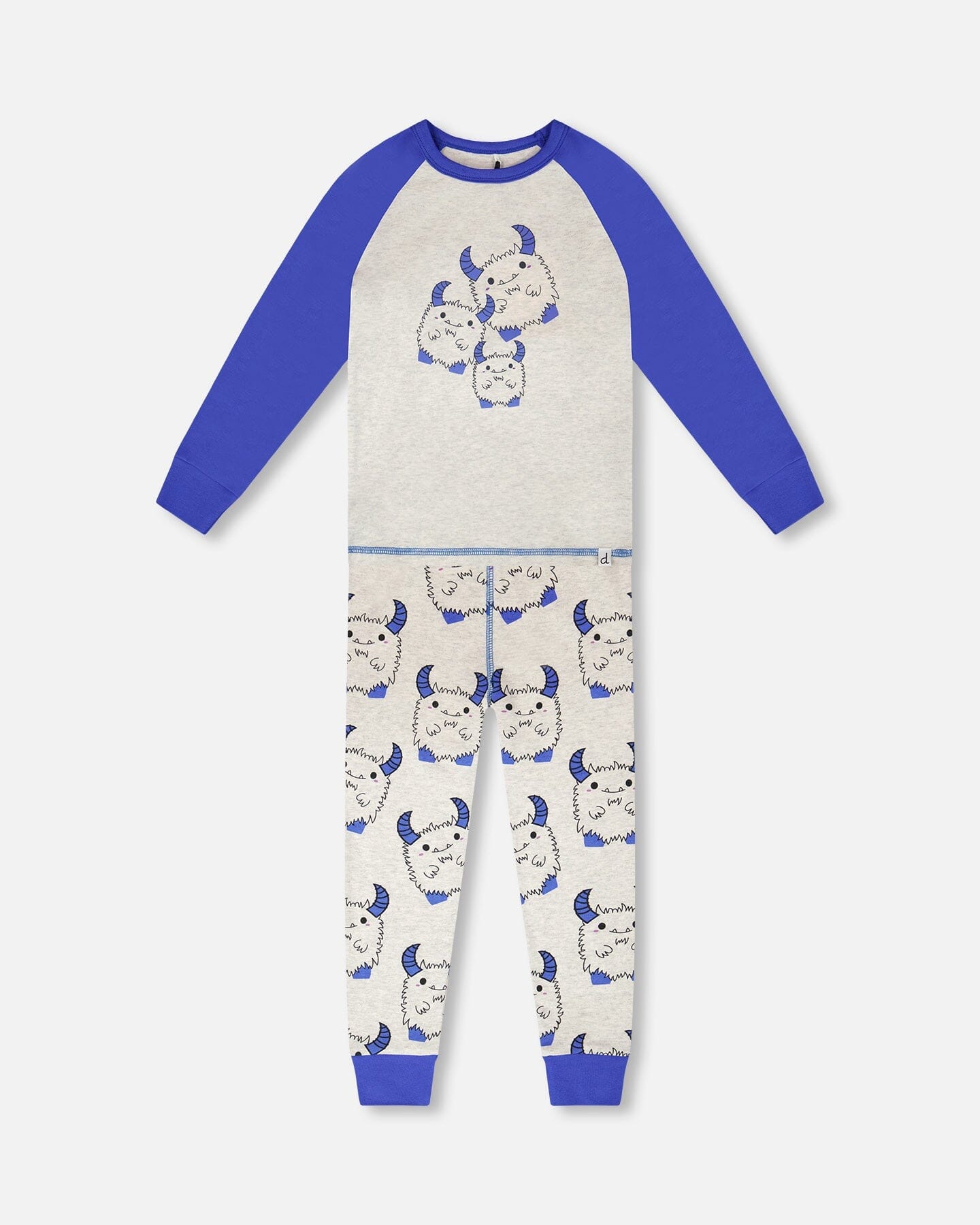 Organic Cotton Two-Piece Pyjama Set Grey Mix Monster Print - Image 16