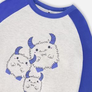 Organic Cotton Two-Piece Pyjama Set Grey Mix Monster Print - Image 5