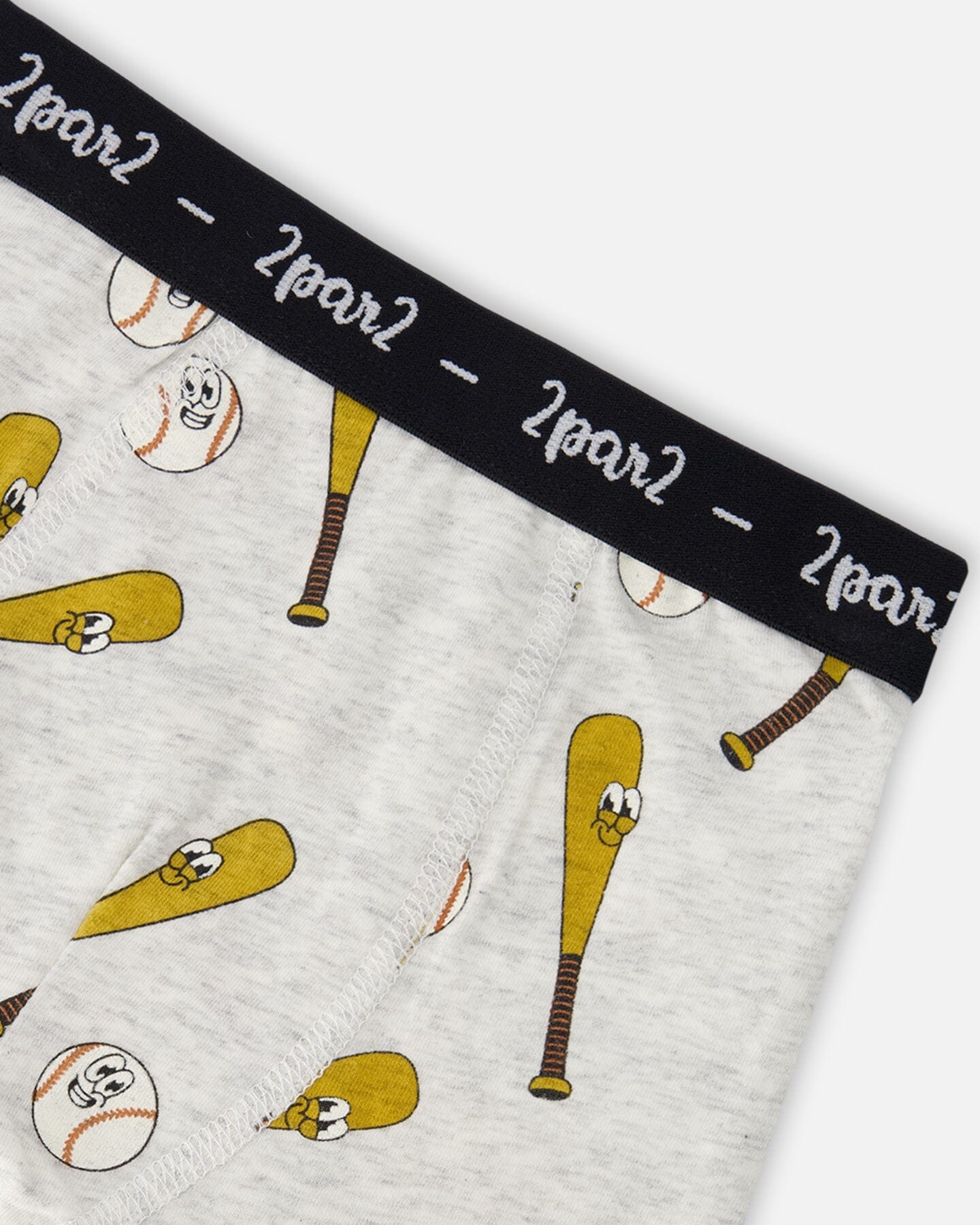 Organic Cotton Boxer Grey Mix Baseball Print - Image 3
