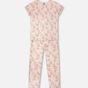 Organic Cotton Women Two-Piece Pyjama Set Pale Pink Bear Print - Image 5