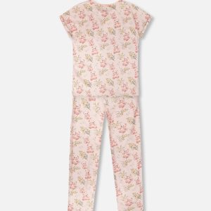 Organic Cotton Women Two-Piece Pyjama Set Pale Pink Bear Print - Image 2