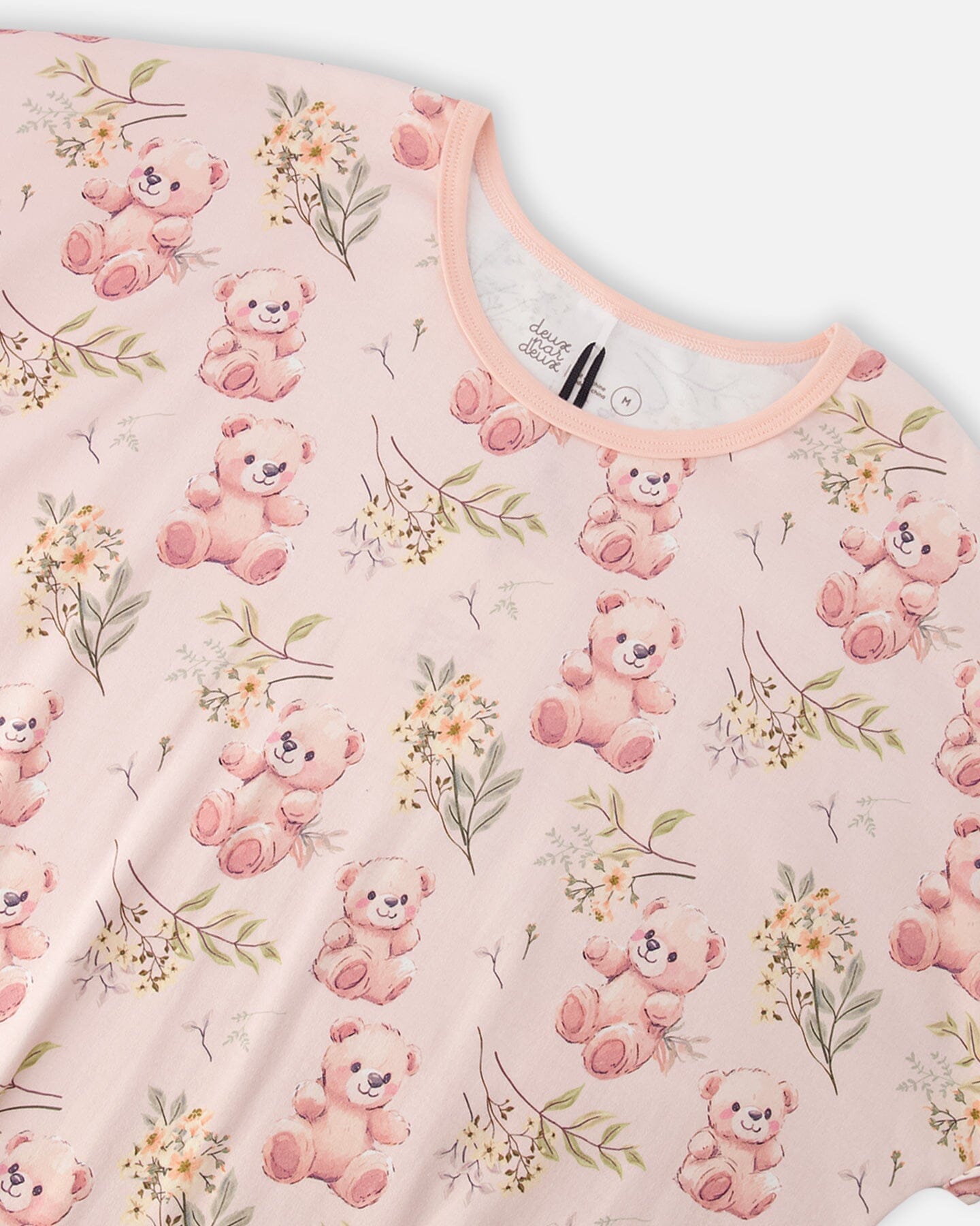 Organic Cotton Women Two-Piece Pyjama Set Pale Pink Bear Print - Image 3