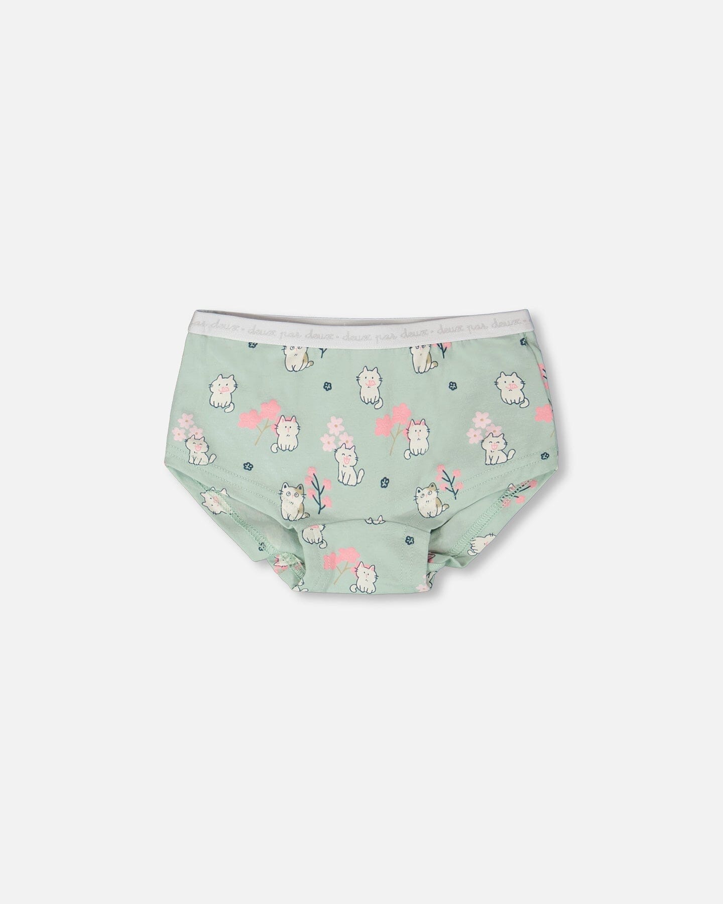 Organic Cotton Boyshort Panty Green Kitten Print - Image 5