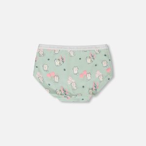 Alternative view of Organic Cotton Boyshort Panty Green Kitten Print
