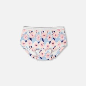 Organic Cotton Boyshort Panty Blue Smiling Flower Print - Image 6