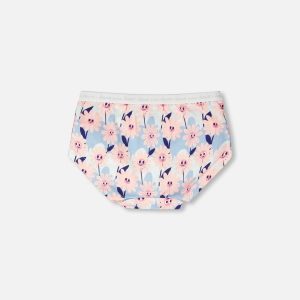 Organic Cotton Boyshort Panty Blue Smiling Flower Print - Image 2