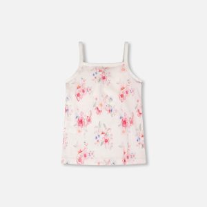 Organic Cotton Tank Underwear Pink Printed Flowers - Image 2