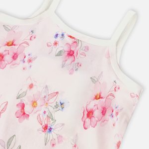 Organic Cotton Tank Underwear Pink Printed Flowers - Image 3