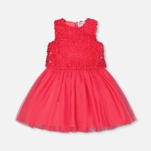 Sleeveless Textured Rosette Dress Pink - Image 12