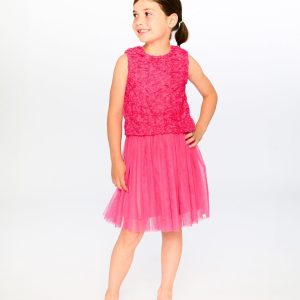 Sleeveless Textured Rosette Dress Pink - Image 2
