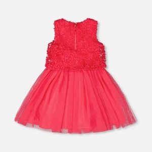 Sleeveless Textured Rosette Dress Pink - Image 3