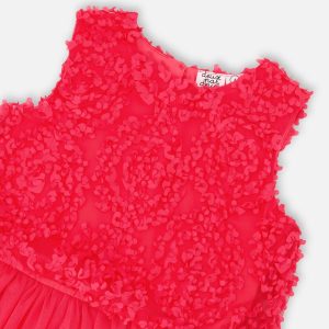 Sleeveless Textured Rosette Dress Pink - Image 4