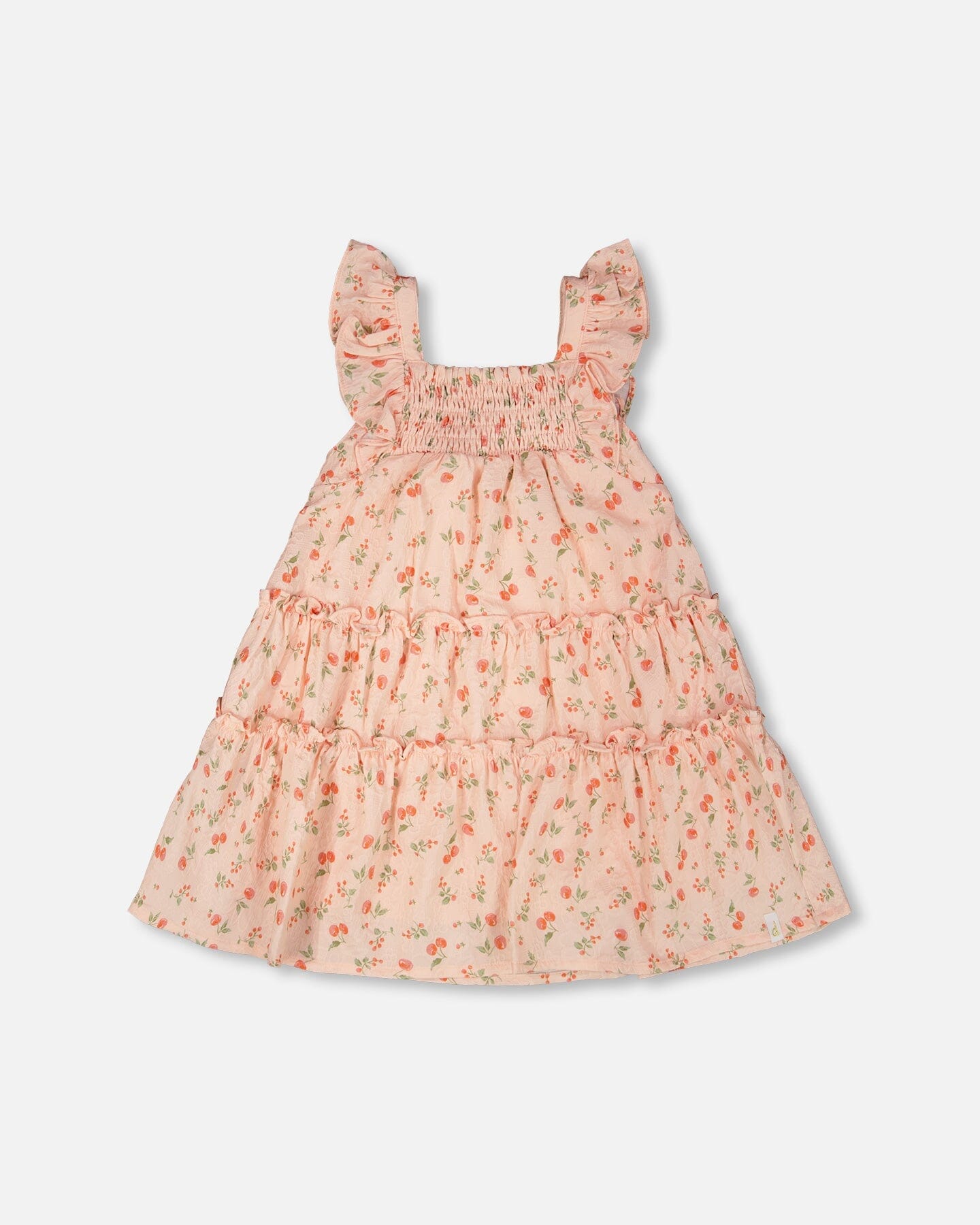 Multi-Tiered Dress With Smocking Pink Printed Flowers - Image 11