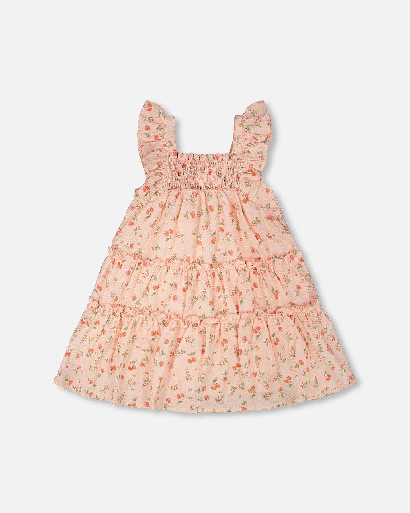 Multi-Tiered Dress With Smocking Pink Printed Flowers - Image 3