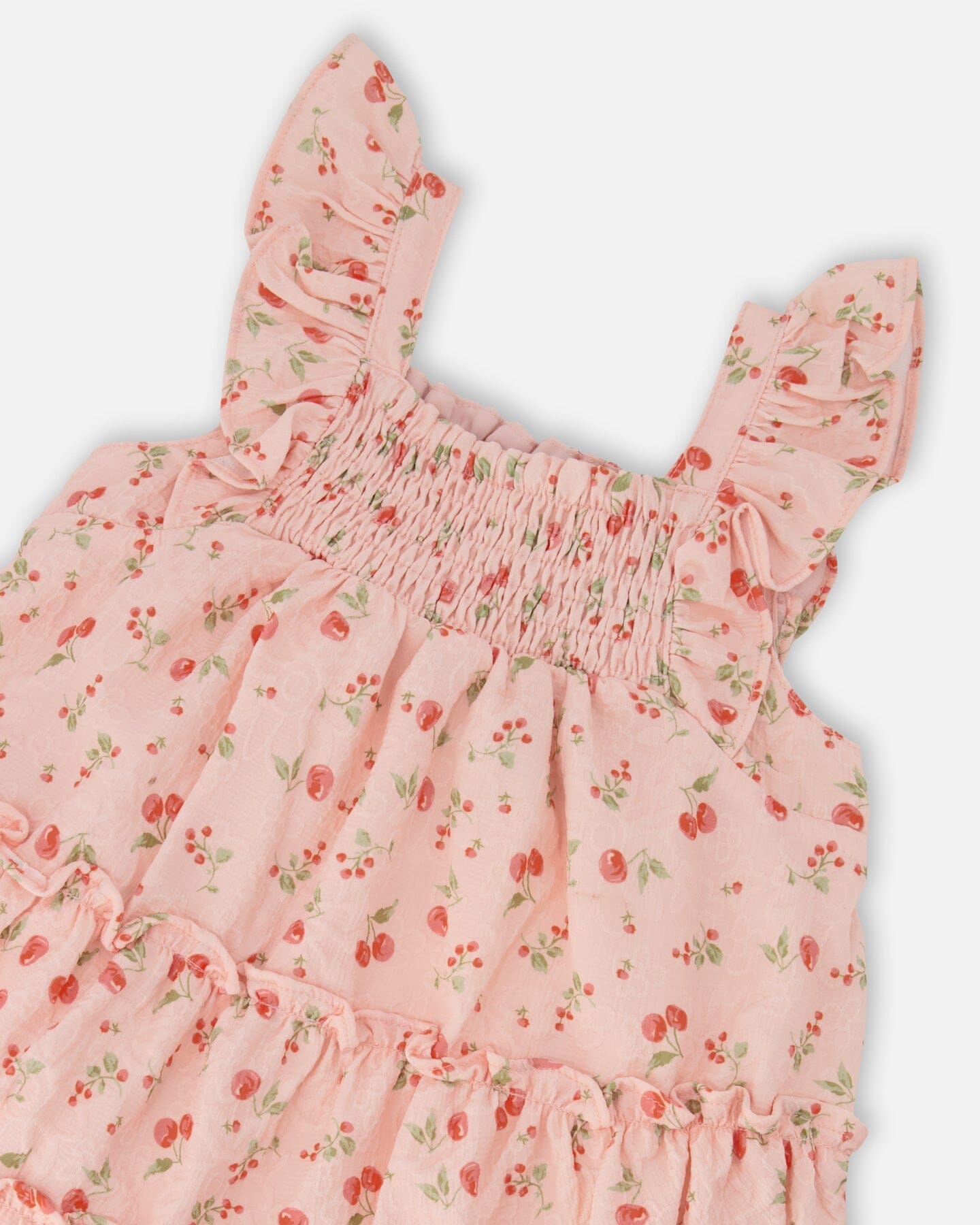 Multi-Tiered Dress With Smocking Pink Printed Flowers - Image 4