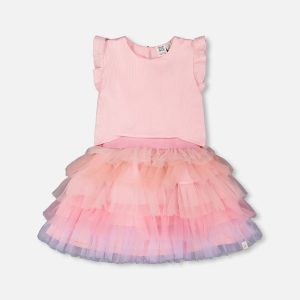 Bi-Material Dress Pale Pink