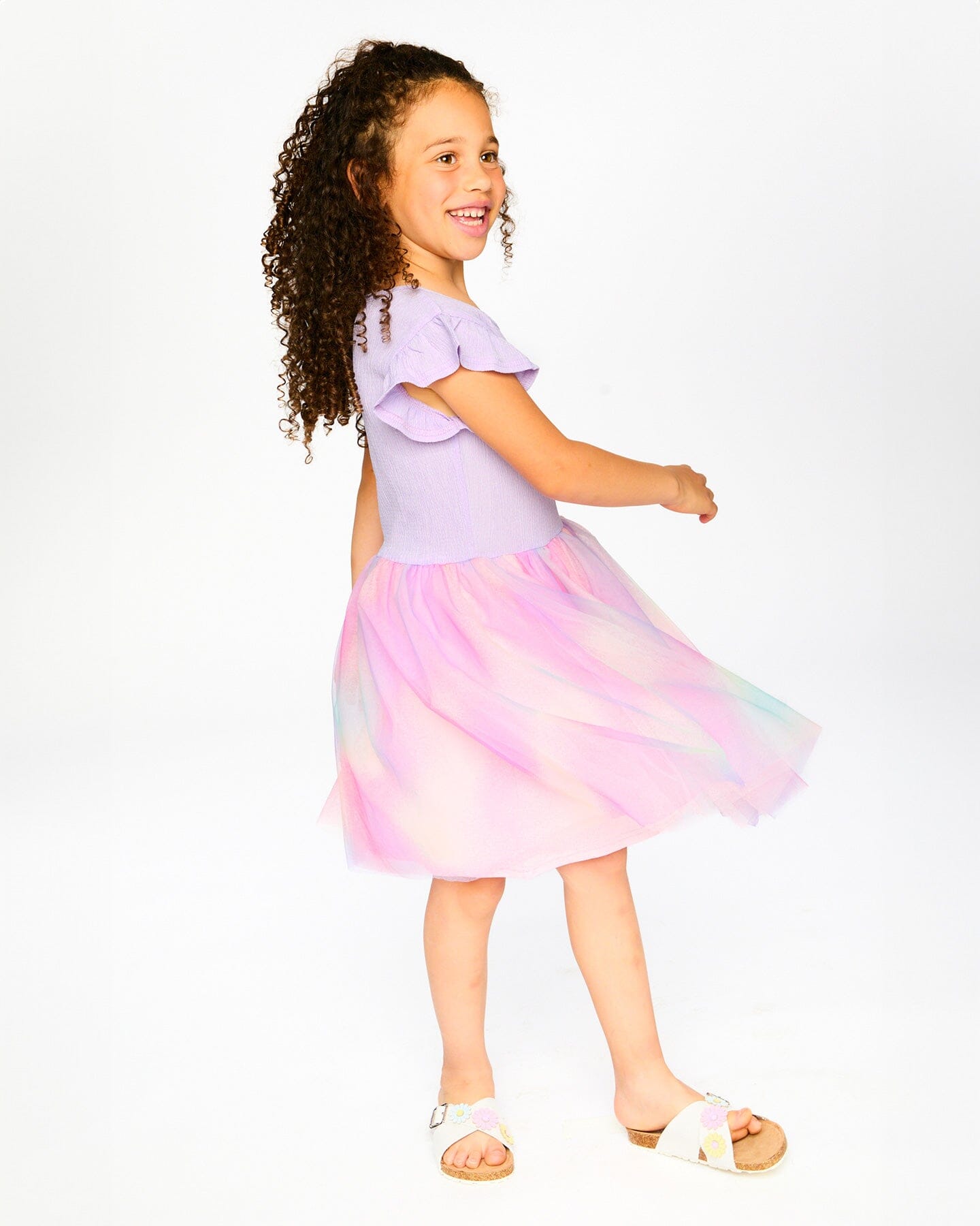 Bi-Material Mesh Dress Lilac - Image 2