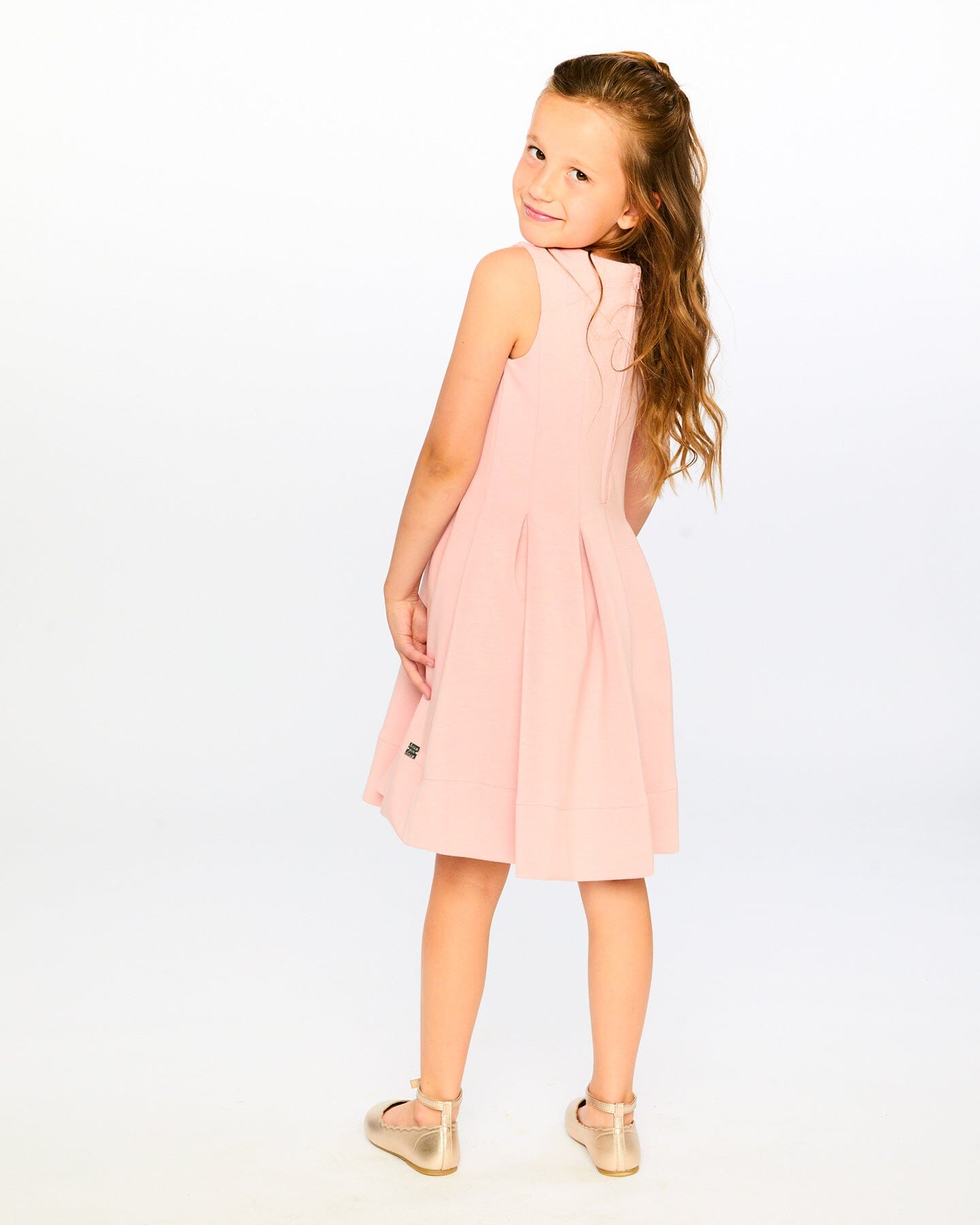 Sleeveless Neoprene Dress Pale Pink - Image 2