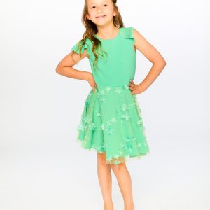 Alternative view of Bi-Material Dress Bright Mint Green