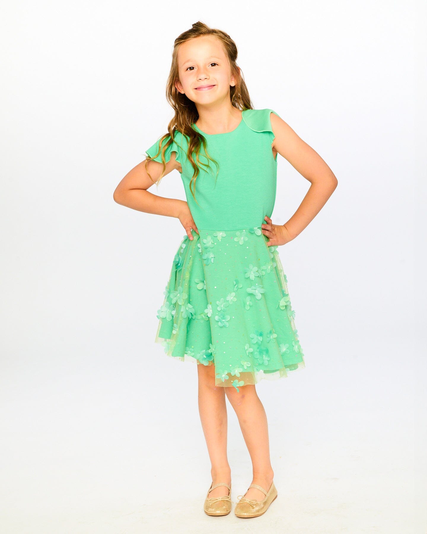 Bi-Material Dress Bright Mint Green - Image 2