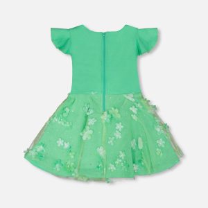 Bi-Material Dress Bright Mint Green - Image 3