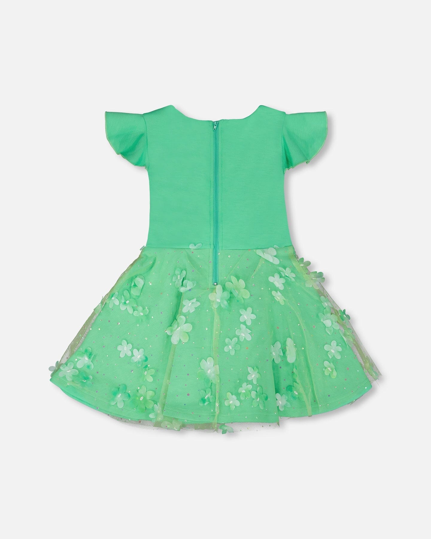 Bi-Material Dress Bright Mint Green - Image 3