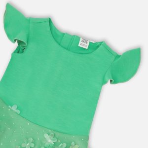 Bi-Material Dress Bright Mint Green - Image 4