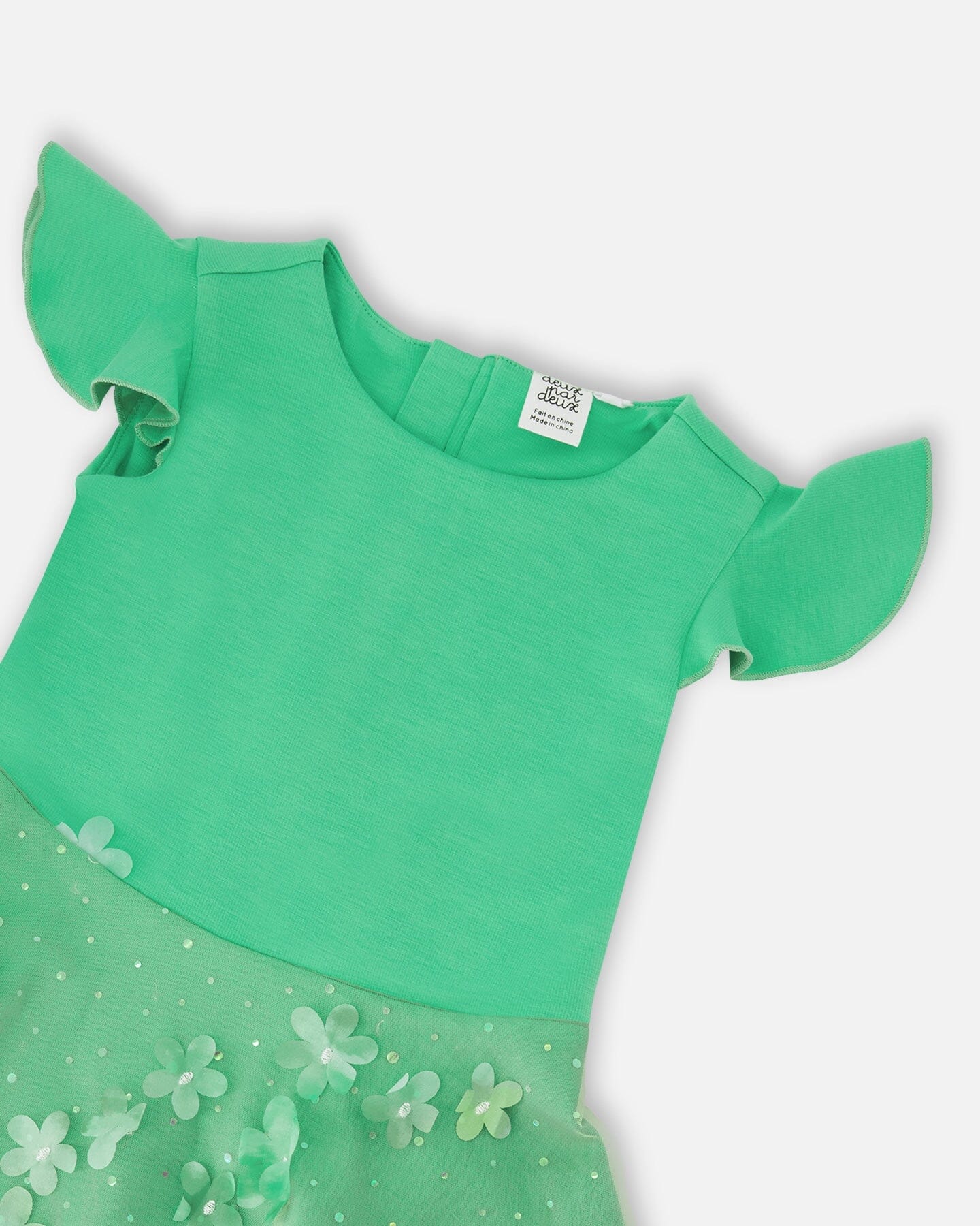 Bi-Material Dress Bright Mint Green - Image 4