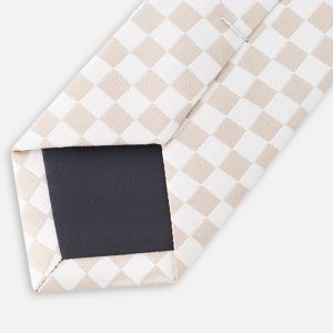 Alternative view of Neck Tie White And Sand Check
